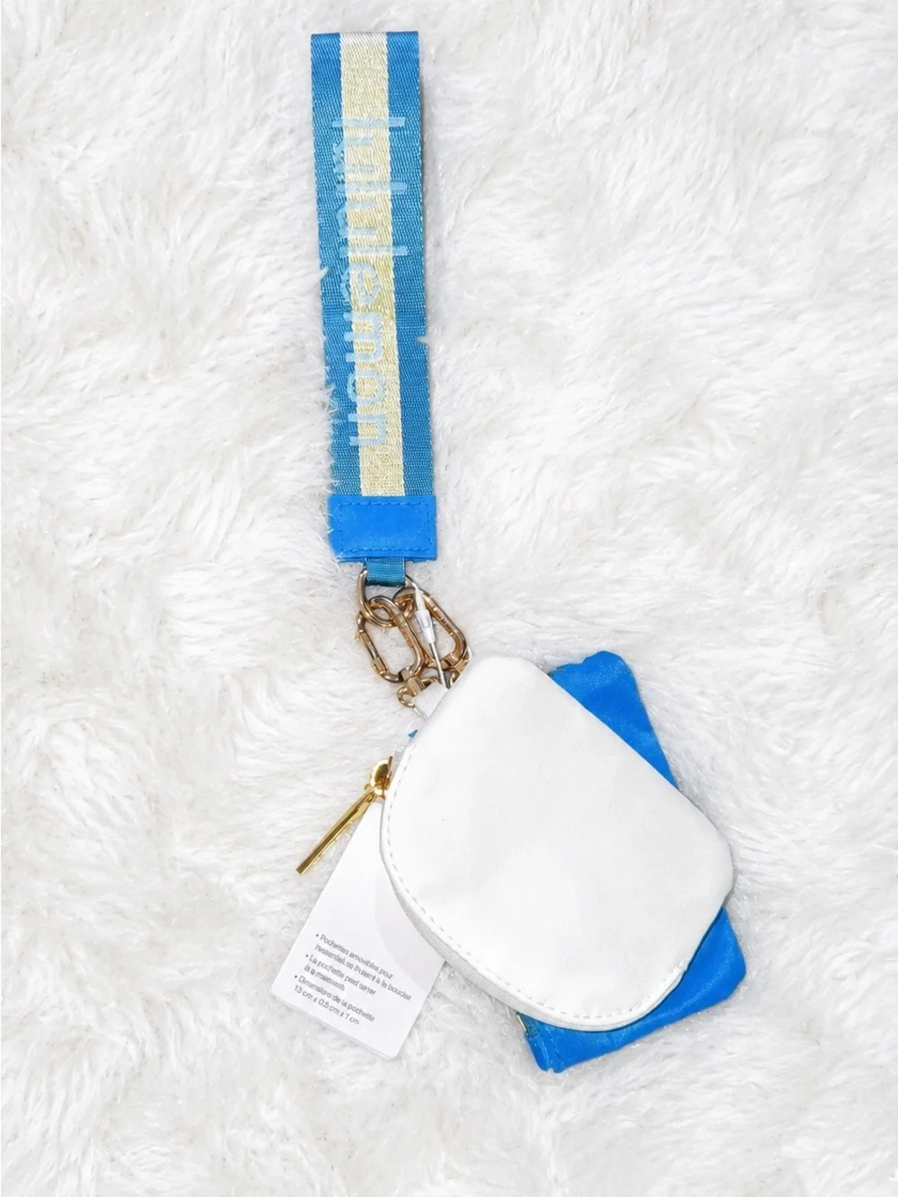 Blue & White Wristlet Keychain Pouch